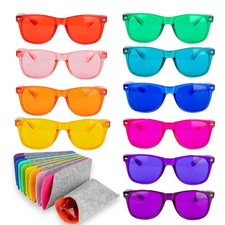 10-Pack of Color Therapy Glasses with Matching Cases - Healing Colored Chromo...