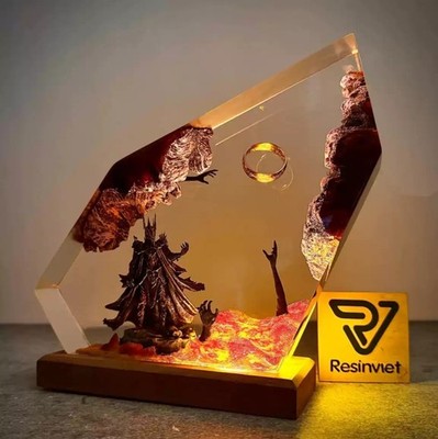 The Lord of the Ring Sauron Resin Wooden Lamp Luminous Ornament Night Light Gift