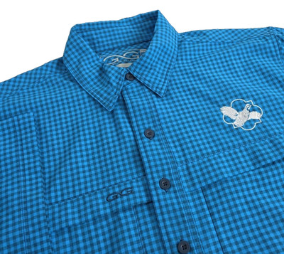 Gameguard Mens Performance Outdoor Gingham Check S/S Shirt Sz Large Mesh Fishing