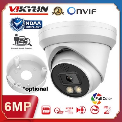 Vikylin 6MP Full Color IP Camera PoE 2-Way Audio Turret Outdoor NDAA Onvif Lot