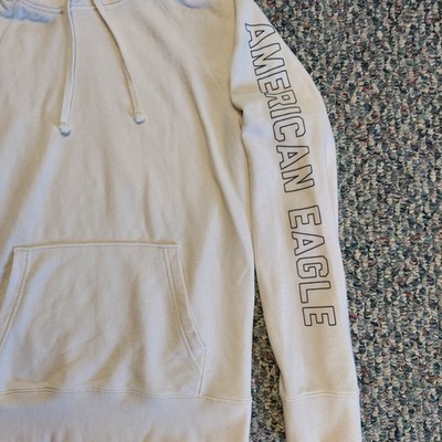 American Eagle Unisex Hoodie Size Med AE Written Down The Arms In Blue Pockets 