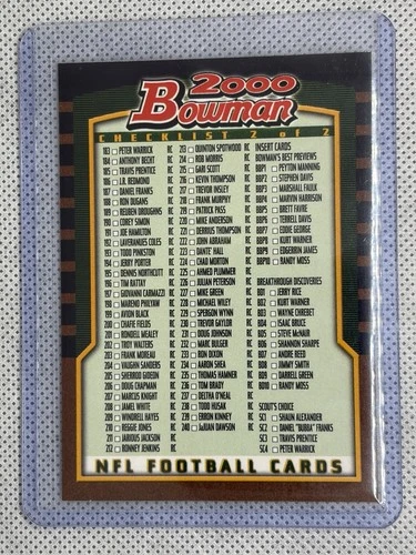 2000 Bowman - Checklists Checklist #2 #2 Tom Brady RC Year Checklist NE Patriots