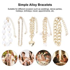 5pcs Elegant Bracelet Set Imitation Pearls Heart Alloy Adjustable Fashionable