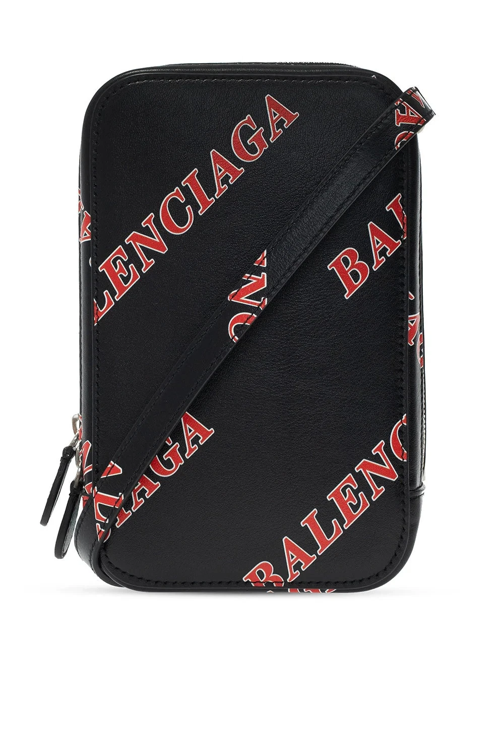 Balenciaga — Balenciaga Black Calfskin Leather Sport Print Phone Holder Bag NEW
