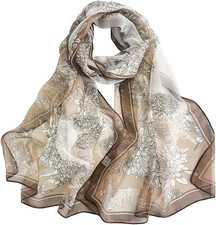 Fashion Scarfs for Women Lightweight Breathable Floral Pattern Sheer Scarfs Sun-