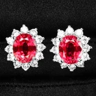 Pink Padparadscha Sapphire Oval 9.20Ct 925 Sterling Silver White Gold Earrings