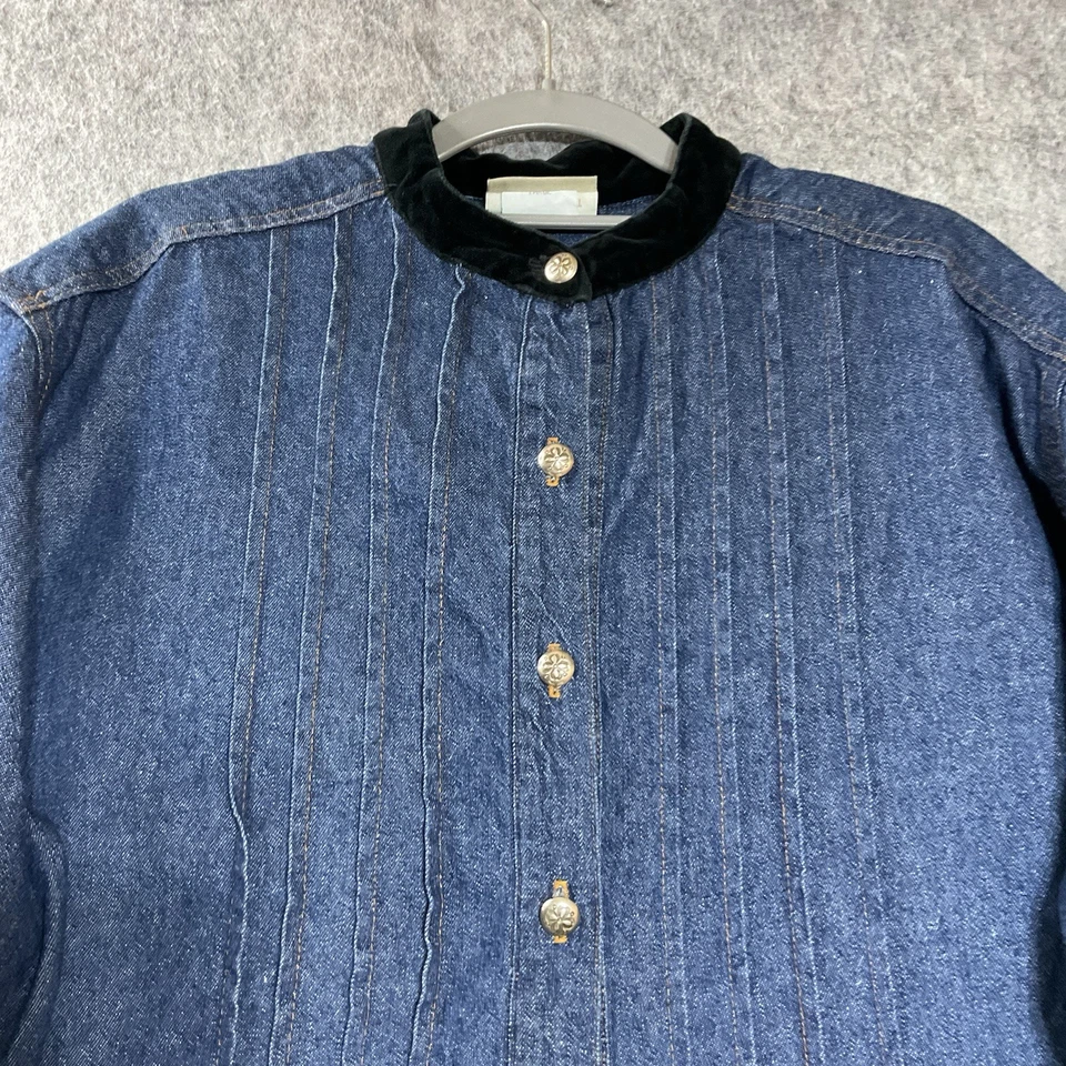 Camisa Coldwater Creek Para Mujer Grande Azul Denim Manga Larga Botón Frontal Top Boho* Foto 2 de 4