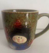 BURTON BURTON Snowman Green Raised Ceramic Coffee Mug Winter NEW In Box