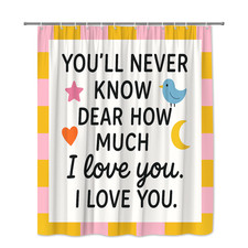 Cute Colorful Shower Curtain with Love Theme for Kids Bathroom