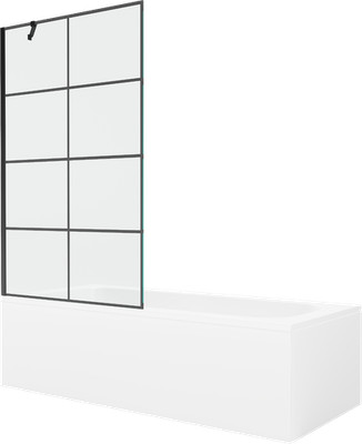 Mexen Vega Badewanne 160x70cm mit Duschabtrennung, Schwarz-Design