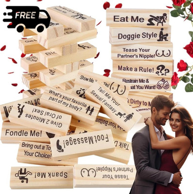 Lust Tower - Adult Game for Couples, 48Pcs Super Naughty Stacking Blocks, 