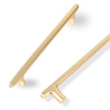 10 Pack 5 Inch 128mm Brushed Brass Cabinet Handles Gold Kitchen Cabinet Pull...