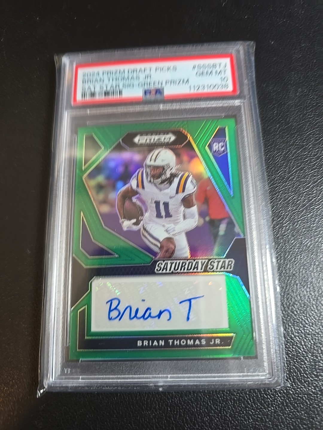 Brian Thomas Panini Prizm Draft Picks Saturday Star Signatures #SSSBTJ Green Prizm