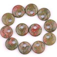 20pcs Natural Unakite Stone Large Hole Circle 20mm Beads Pendants DIY Jewelry