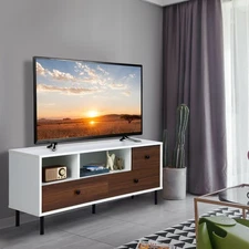 Mid Century Modern TV Stand Entertainment Center Console w/ 2 Open Compartments