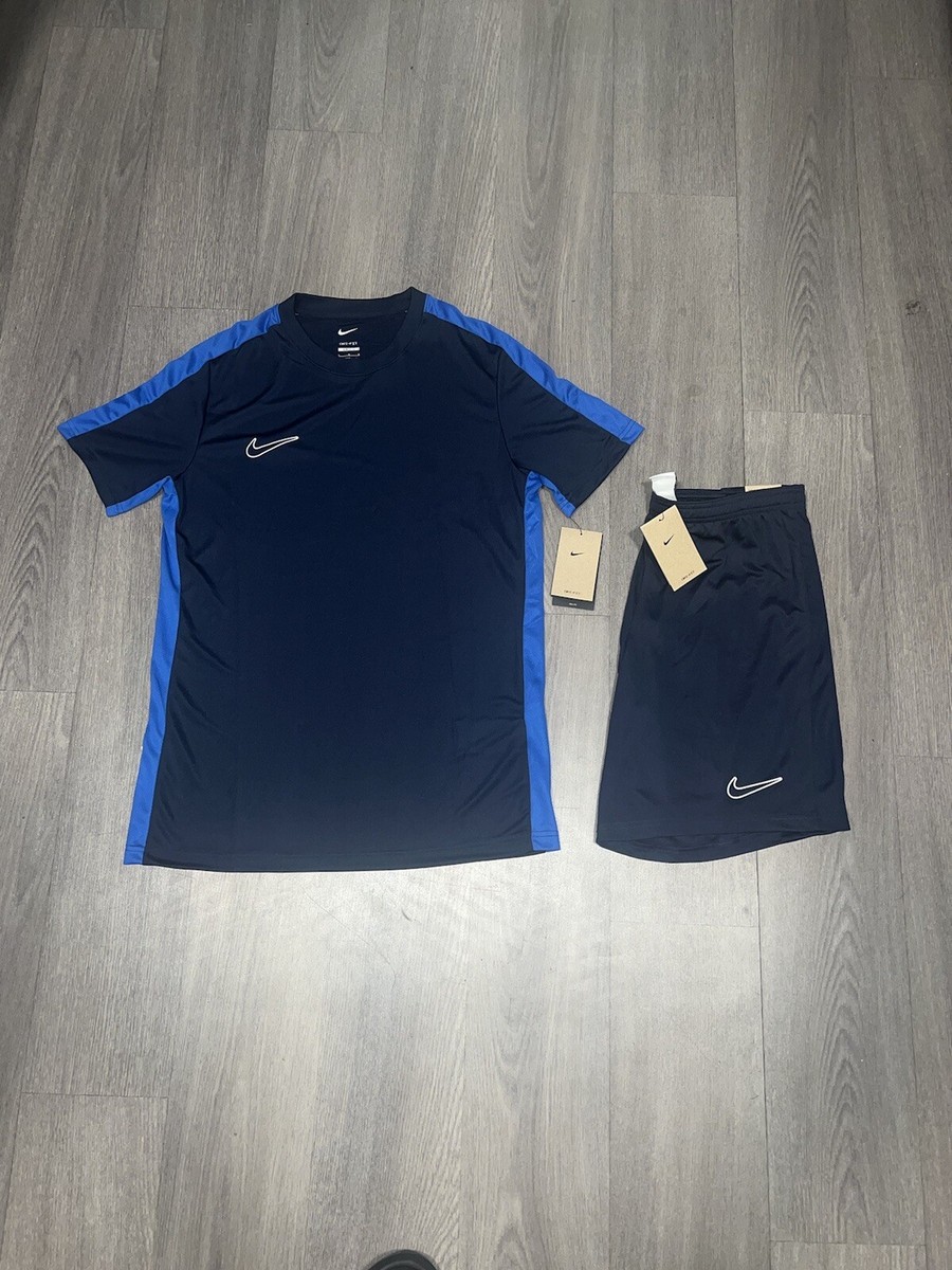 Men's Navy Nike Dri Fit Academy T Shirt Shorts Tracksuit Set (L