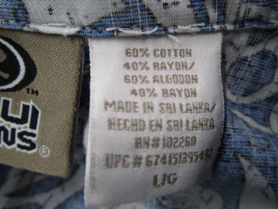 Винтажная мужская рубашка Maui Sons большая синяя с цветочным узором на пуговицах лагерная обратная гавайская - Изображение 4 из 4