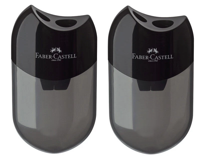 2 x Faber-Castell Doppelspitzdose Anspitzer Spitzer schwarz 183500