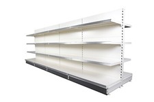 Retail Shop Shelving Double-Side 5m Run of 4 Gondola Bays 1.4m High with Shelves