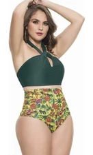 Fajitex swimwear control collection for women Two Piece size M new! Green olive 