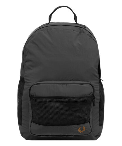 Fred Perry backpack men L7290-297 Black lined interior rucksack bag knapsack - Afbeelding 1 van 4