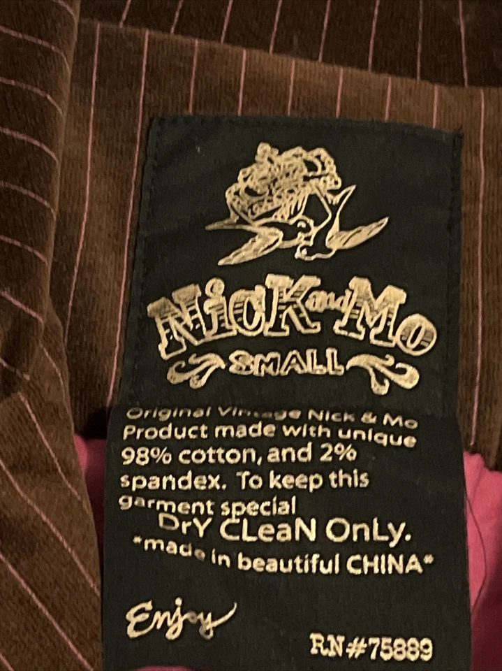 Nick & Mo Velvet Striped Brown Blazer Office Siren Small Y2K Two Button - Image 2 of 4