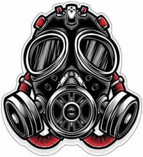 Gas Mask Sketch Biohazard Poison Toxic Car Bumper Vinyl Sticker Decal 4"X5"