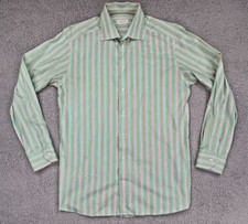Eton Shirt Mens Size 42 16 1/2 Green Vertical Stripe Long Sleeve Button Up