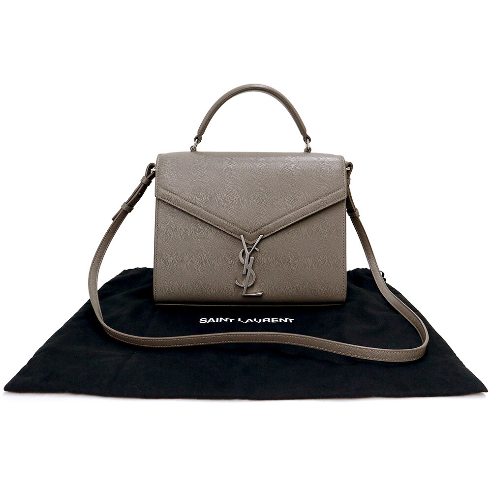 SAINT LAURENT PARIS Cassandra Borsa Media Manico Superiore Pelle Grana Greige 623931