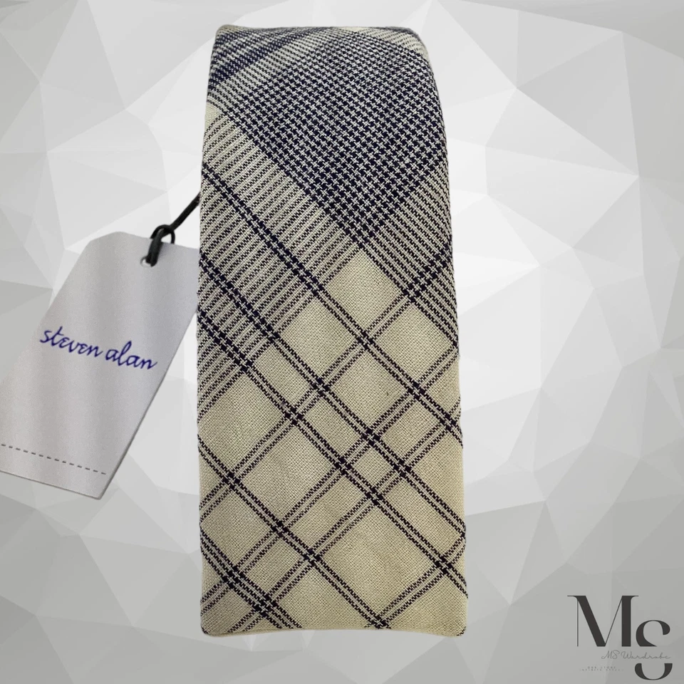 Gravata STEVEN ALAN XL azul grande bochecha de seda ponta quadrada feita nos EUA com: 2" nova com etiquetas - Imagem 4 de 4