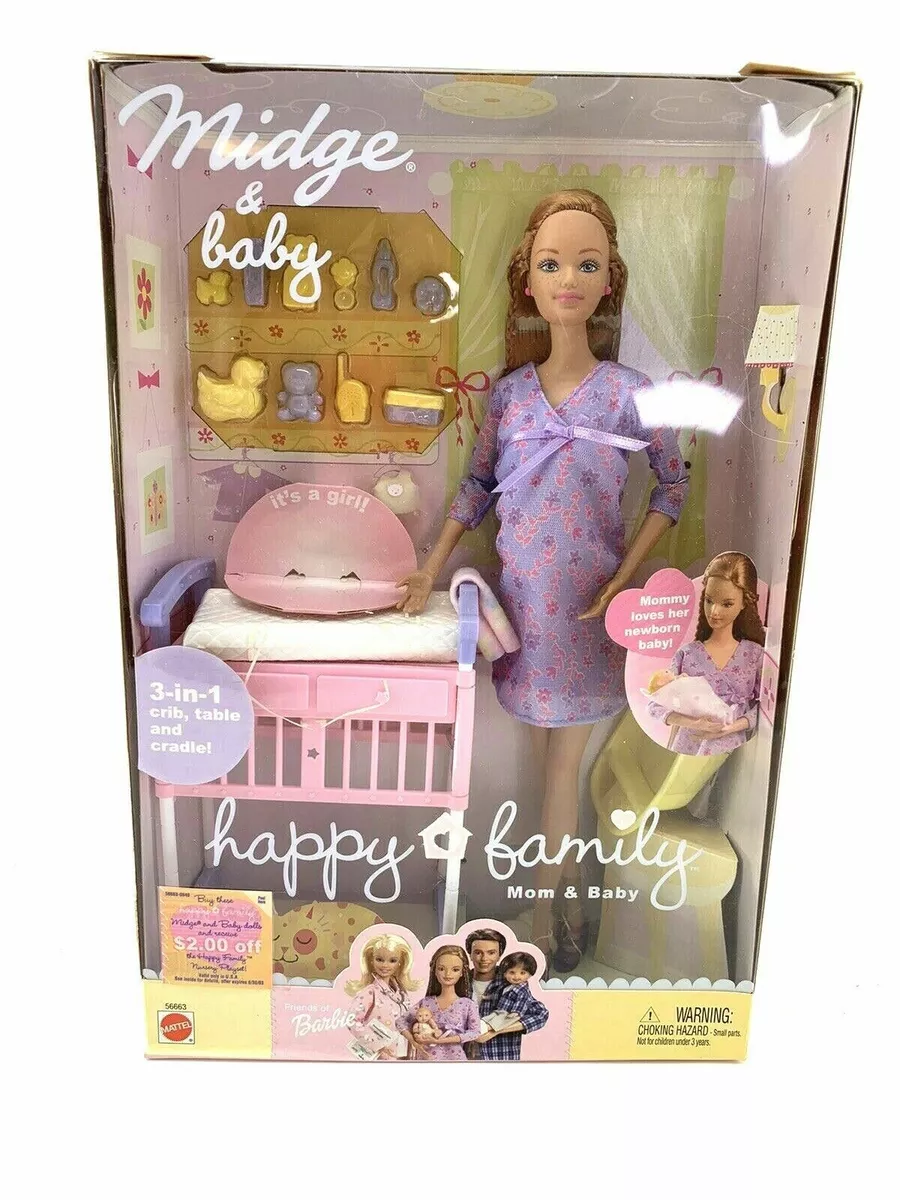 Mattel Happy Family Pregnant Midge and Baby Barbie Doll 2002 NIB