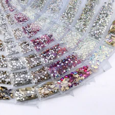 1788pcs Mixed Size 3D Nail Art Rhinestones Flatback Crystal AB Gems Glass Stones