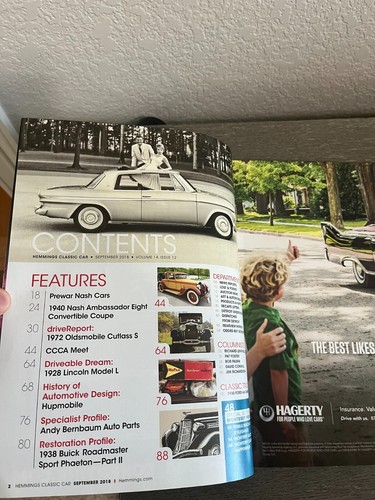 HEMMINGS Classic CAR Magazine September 2018 Nash #168 Oldsmobile Cutlass 442 - Bild 2 von 2