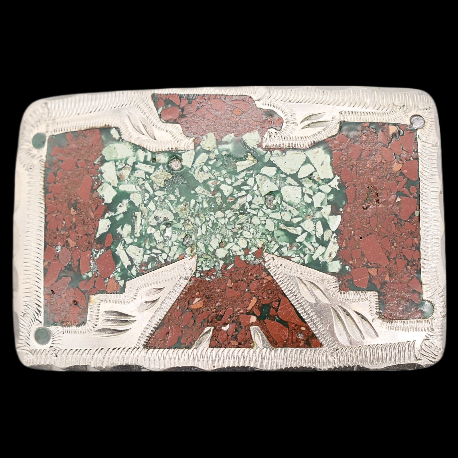 German Silver Thunderbird Engraved Western Mexico Vintage Belt Buckle