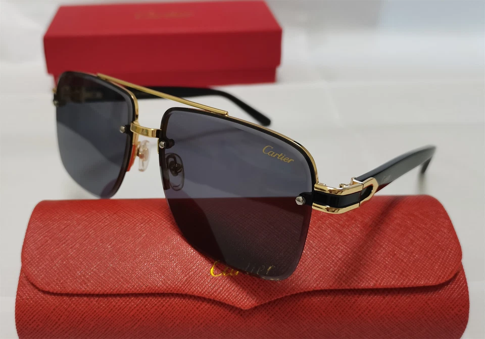 Gafas de sol Cartier Moda Madera Sin montura Lente negra Envío a EE. UU. Foto 2 de 4