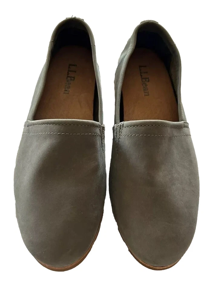 L.L. Bean Lakewashed Suede Leather Slip On Loafer Flat Shoes Womens10 Grey CLEAN - Image 2 of 4