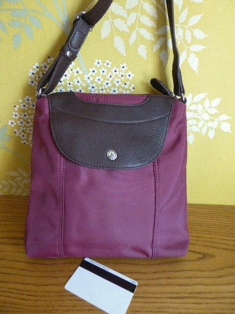 Petit Sac pochette sacoche ARTHUR ASTON toile bordeaux et cuir