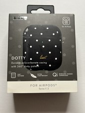 LAUT Durable Polycarbonate AirPods Series 1/2 Case - NEW - Black With White Dots
