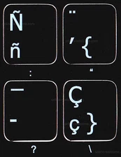 SpanishTraditional NonTransparent keyboard sticker  Black backgr Online-Welcome