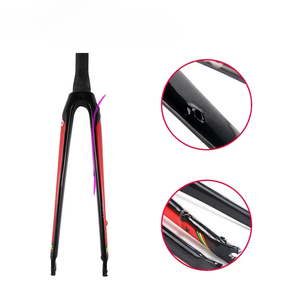 700C Full Carbon Fiber Road Bicycle Rigid Fork Disc Rim Brake Round Tapered Tube - Image 3 of 4