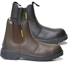 HERREN HÄNDLERSTIEFEL CHELSEA LEICHTE LEDER SICHERHEIT ARBEIT STAHL ZEHENKAPPE SCHUHE GRÖSSE