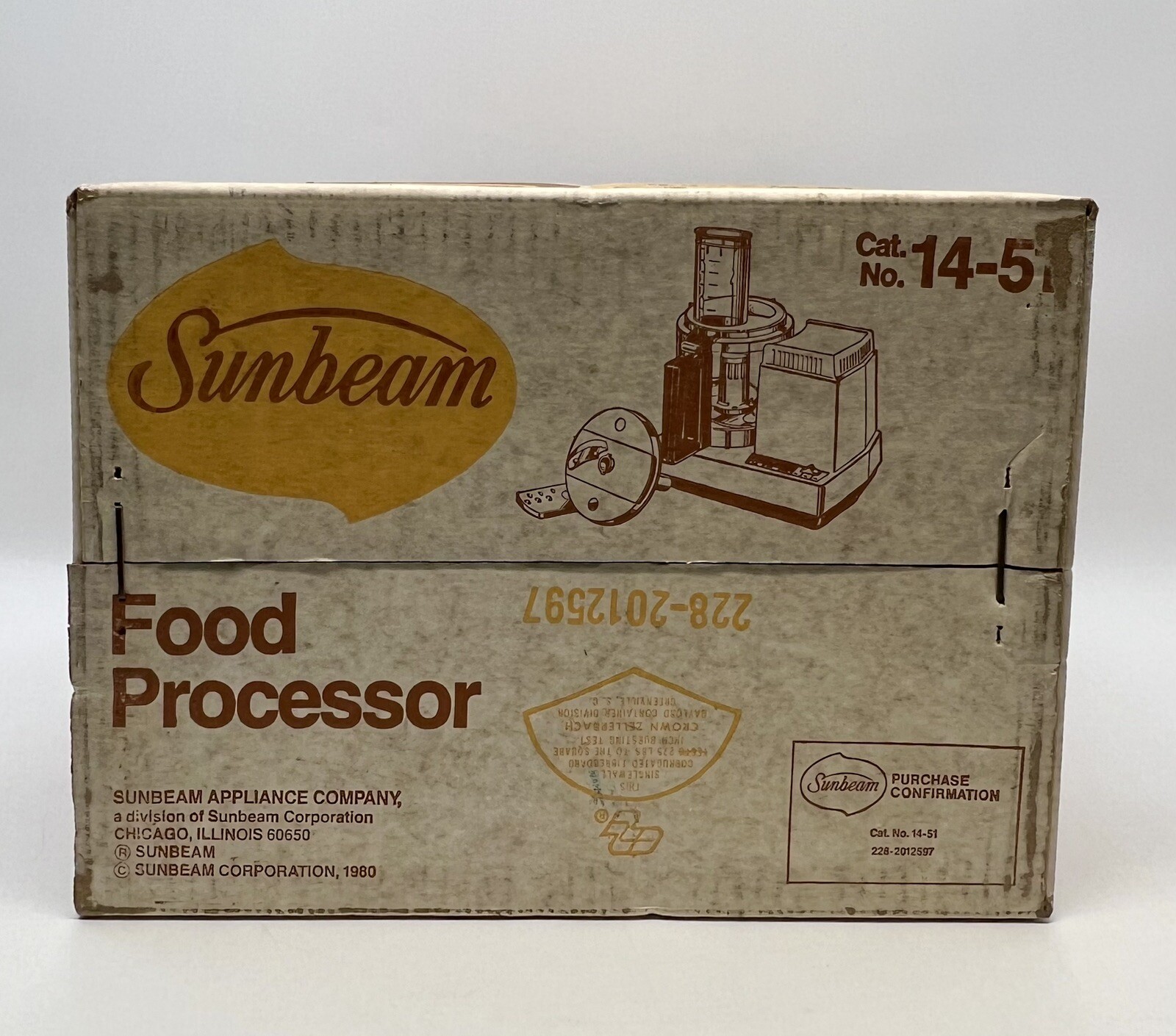 New NOS Sunbeam 14-51 Vintage Food Processor w/Accessories Heavy Duty Sealed Box