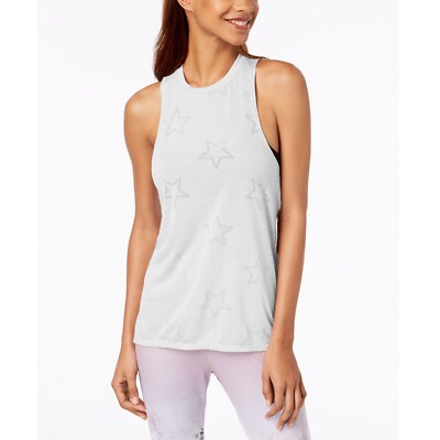 Material Girl Women's White Sleeveless Cloud Dancer Burnout Tank Top Size Large