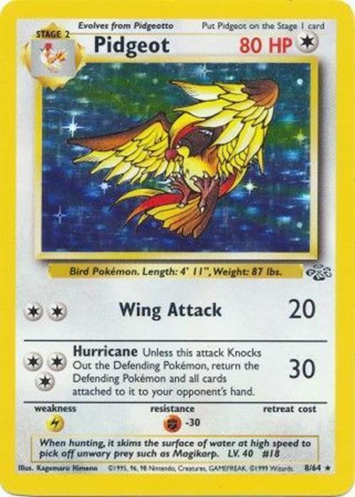 Pidgeot - 8/64 - Pokemon Jungle No Symbol Holo Rare Card WOTC NM