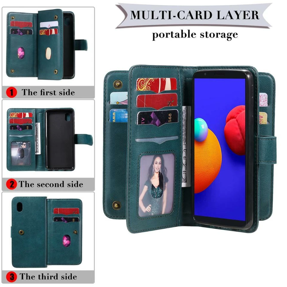 Para Varios Modelos 10 Tarjetas Multifunción Marco de Fotos Billetera Cuero PU Estuche Nuevo Foto 4 de 4