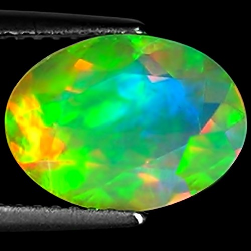 Pietra Preziosa Opale Sfaccettata Etiope Naturale 2,19 Ct Multicolore Taglio Ovale Sfaccettato - Foto 1 di 2