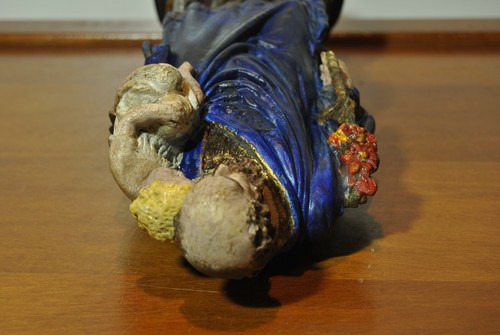 Antique Religious Stuccowork Sculpture Statue Of Saint Joseph Jesus Christ - Picture 20 of 22
