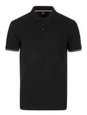 HUGO BOSS Mens Phillipson Regular Fit Short Sleeve Polo Shirt NEW BLACK 50503020
