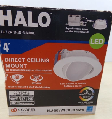 Cooper Lighting Halo 4" Direct Ceiling Mount LED Light #HLA406VWFL9FS - Image 1 of 4