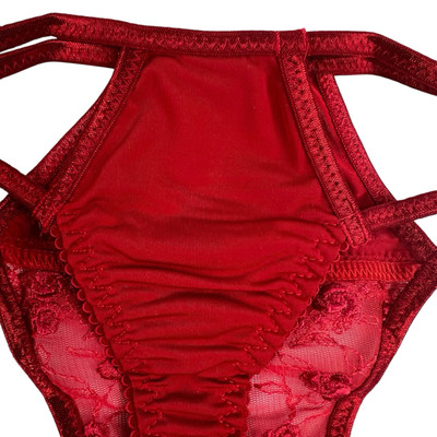 Vintage Thong Panties L Double String Bikini Nylon Sheer Second Skin Shiny Y2K